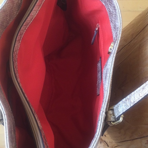 NWT Anne Klein Gold Tan Cream Tote with Orange lining - Picture 4 of 16